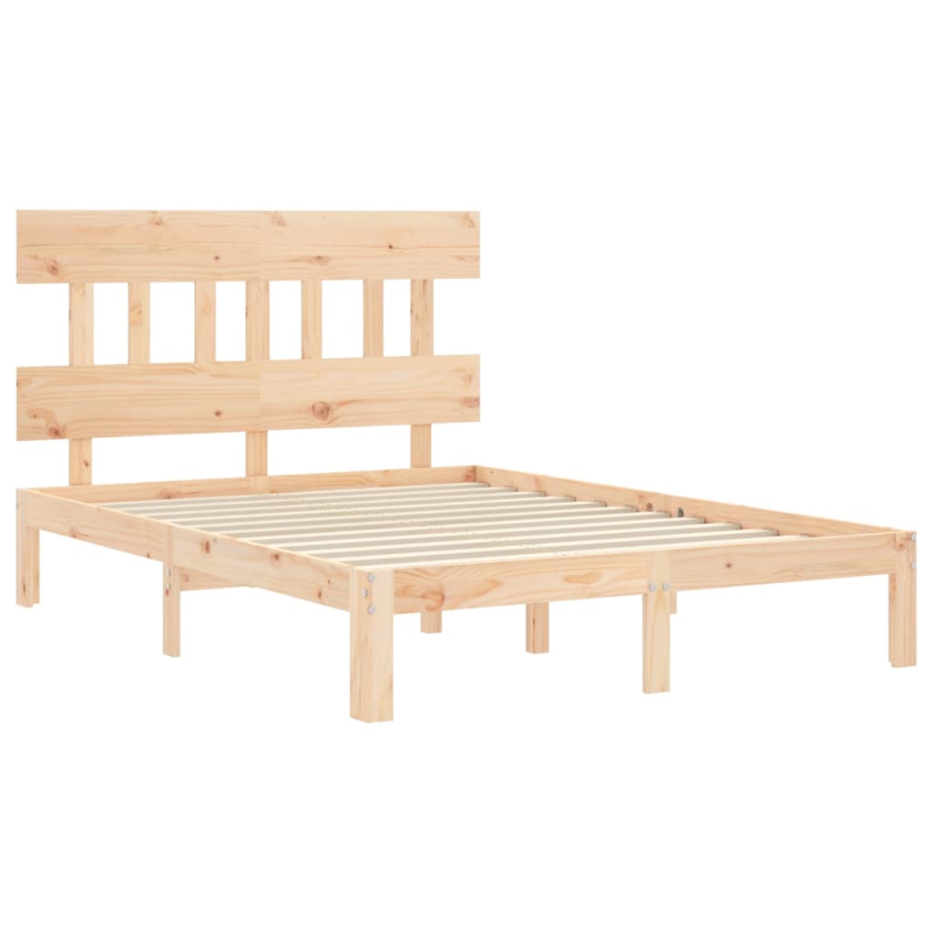 Estrutura de cama com cabeceira 140x190 cm madeira maciça