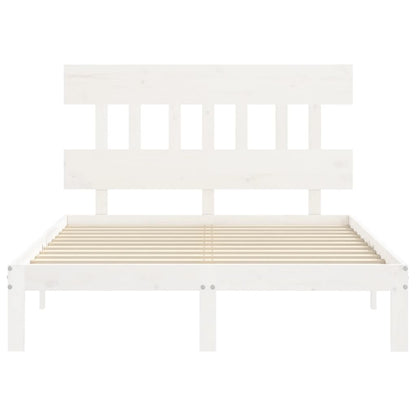 Estrutura de cama com cabeceira 140x190cm madeira maciça branco