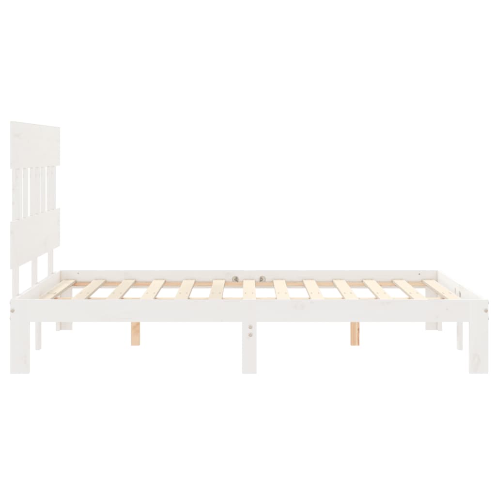 Estrutura de cama com cabeceira 140x190cm madeira maciça branco