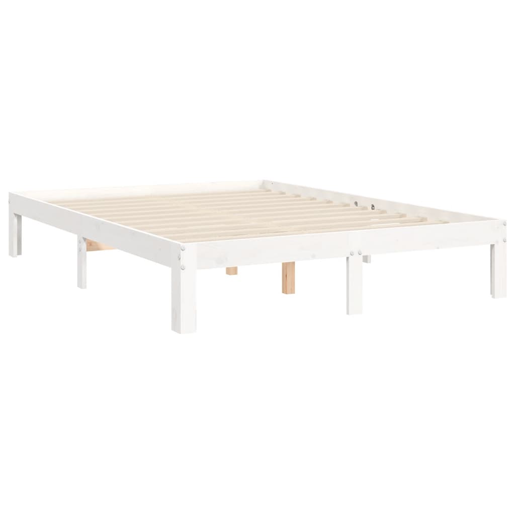 Estrutura de cama com cabeceira 140x190cm madeira maciça branco