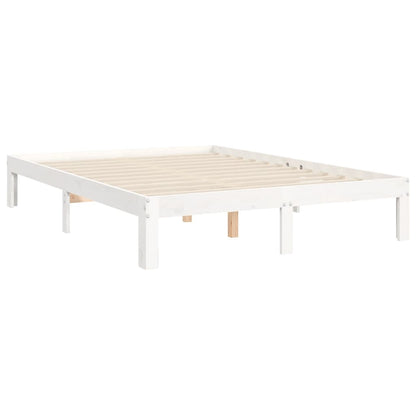 Estrutura de cama com cabeceira 140x190cm madeira maciça branco