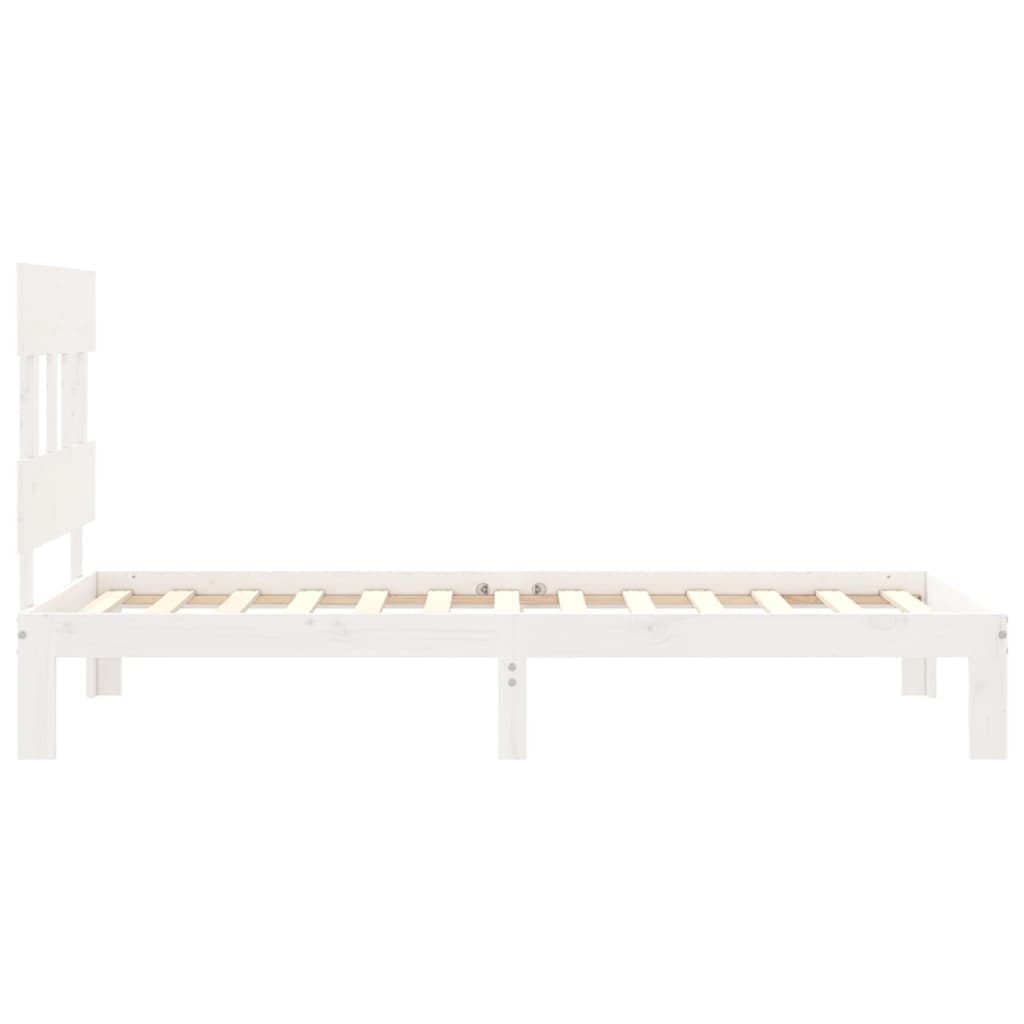 Estrutura de cama com cabeceira 100x200cm madeira maciça branco