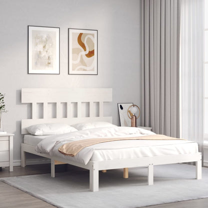 Estrutura de cama com cabeceira 120x200cm madeira maciça branco