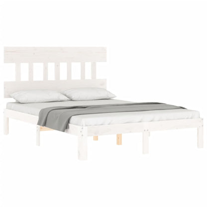 Estrutura de cama com cabeceira 120x200cm madeira maciça branco