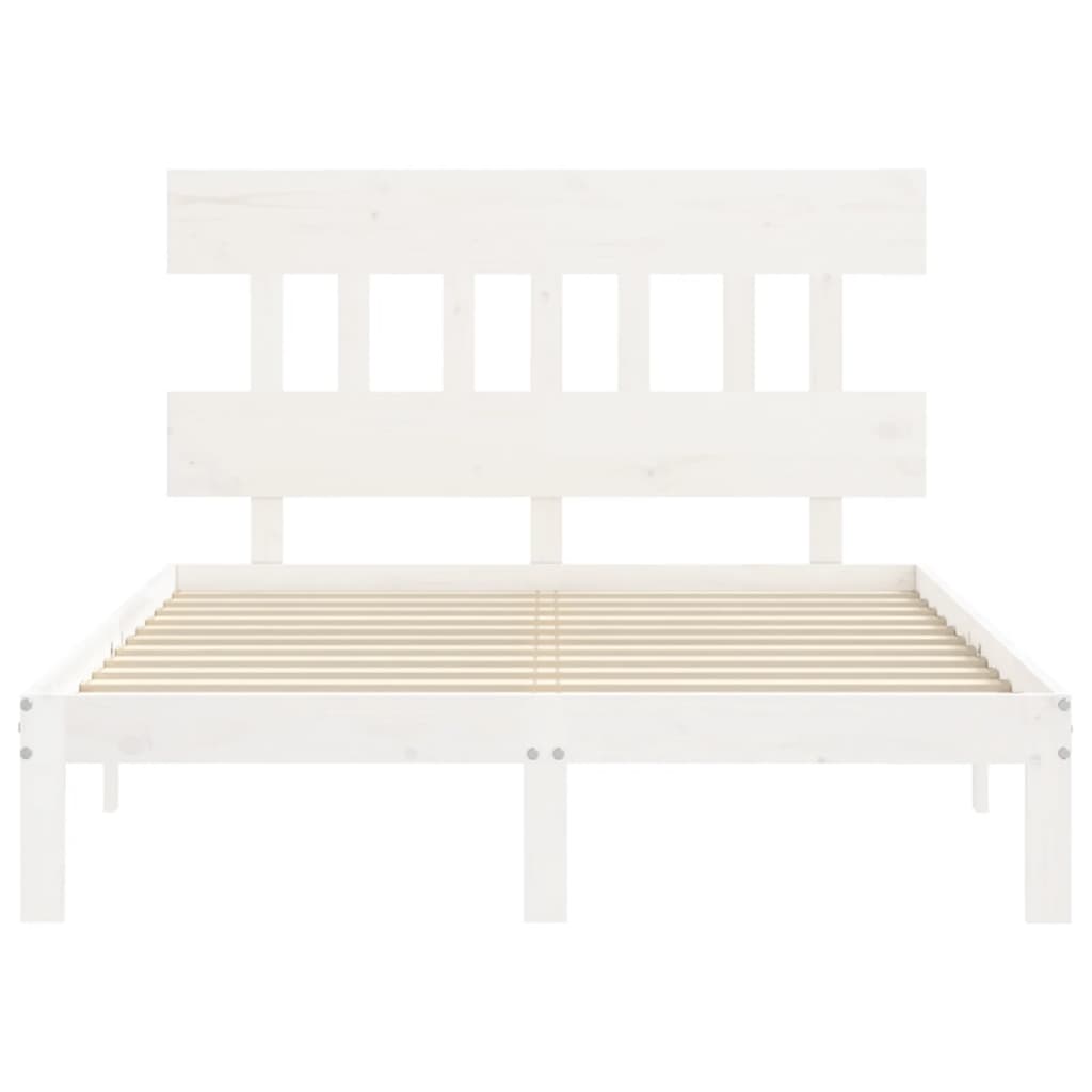 Estrutura de cama com cabeceira 120x200cm madeira maciça branco