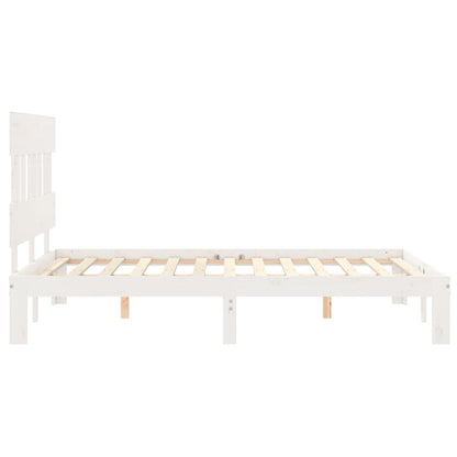 Estrutura de cama com cabeceira 120x200cm madeira maciça branco