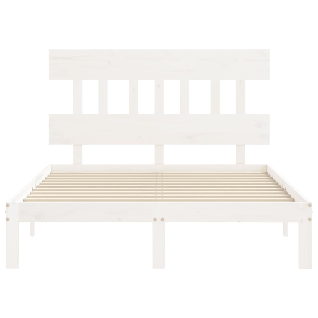 Estrutura de cama com cabeceira 140x200cm madeira maciça branco