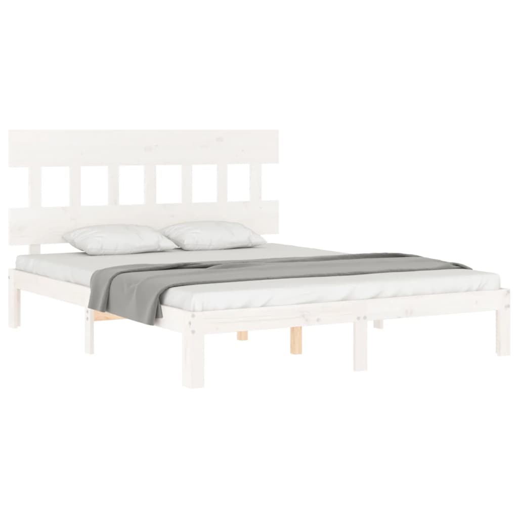 Estrutura de cama King Size com cabeceira madeira maciça branco