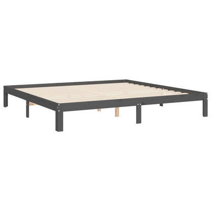 Estrutura de cama com cabeceira 200x200 cm madeira maciça cinza