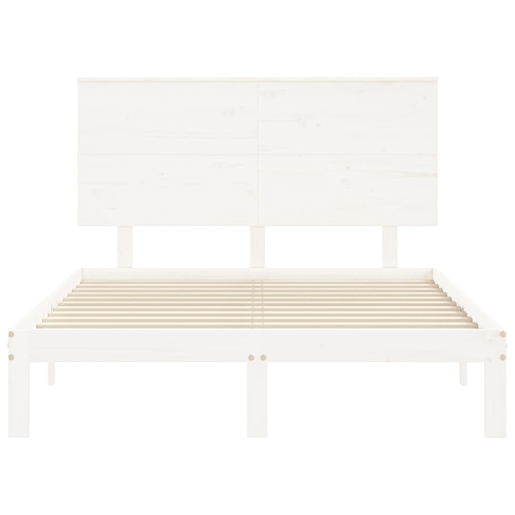 Estrutura de cama com cabeceira 140x190cm madeira maciça branco