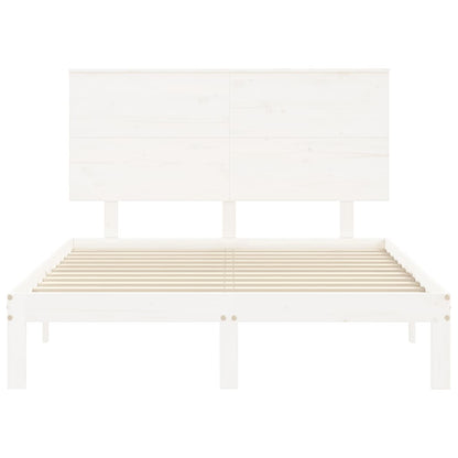 Estrutura de cama com cabeceira 140x190cm madeira maciça branco