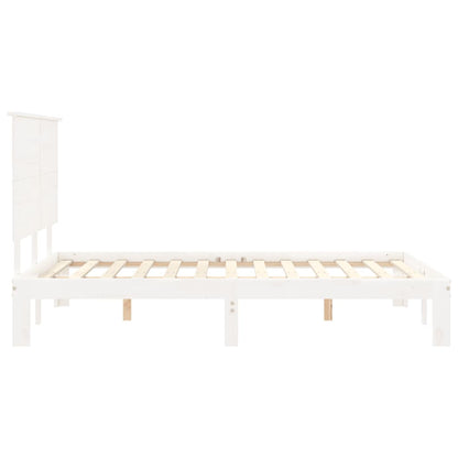 Estrutura de cama com cabeceira 140x190cm madeira maciça branco