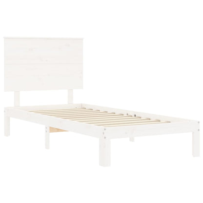 Estrutura de cama com cabeceira 90x200 cm madeira maciça