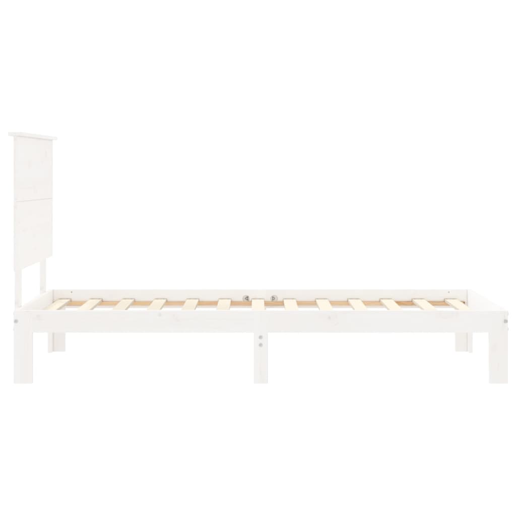 Estrutura de cama com cabeceira 100x200cm madeira maciça branco