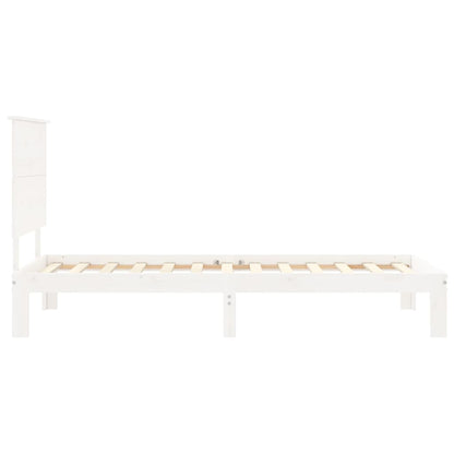 Estrutura de cama com cabeceira 100x200cm madeira maciça branco