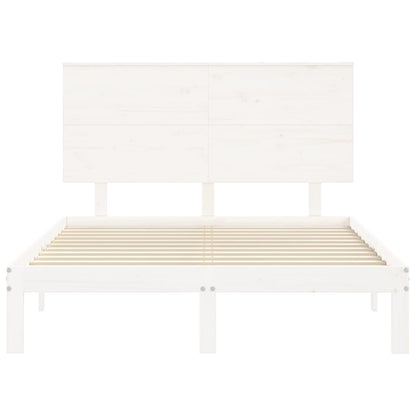 Estrutura de cama com cabeceira 140x200cm madeira maciça branco