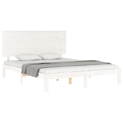 Estrutura de cama King Size com cabeceira madeira maciça branco