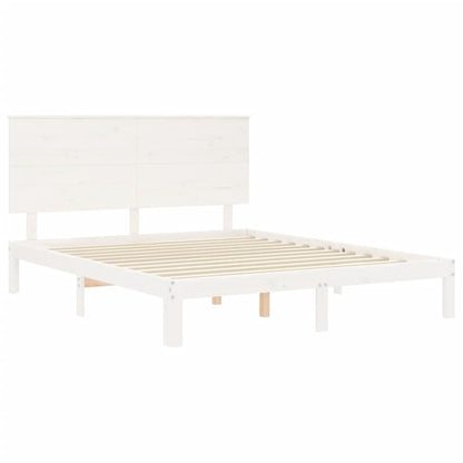 Estrutura de cama com cabeceira 160x200 cm madeira maciça