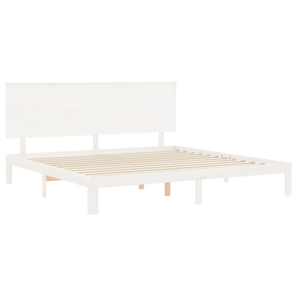 Estrutura cama Super King Size c/ cabeceira madeira branco