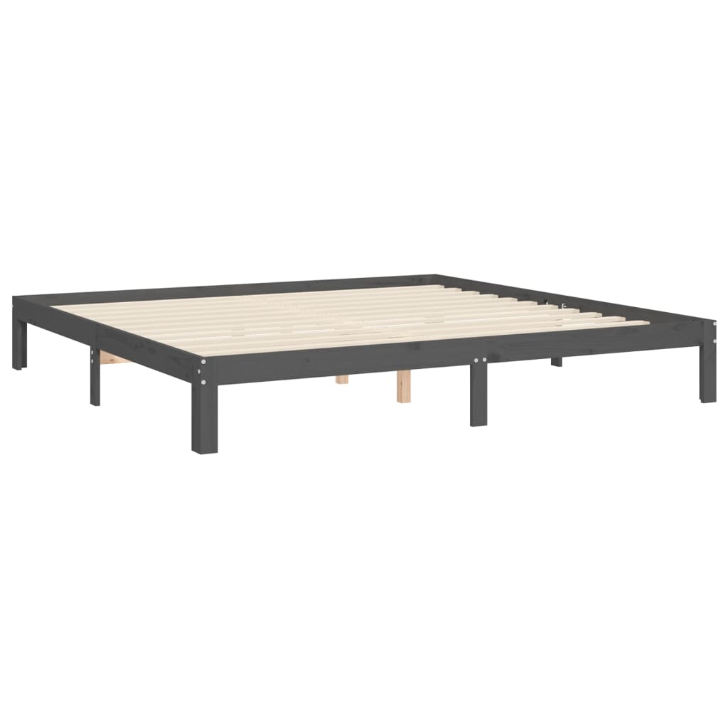 Estrutura de cama com cabeceira 200x200 cm madeira maciça cinza