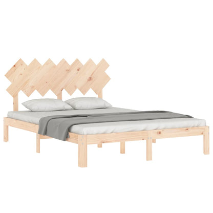 Estrutura de cama com cabeceira 140x190 cm madeira maciça