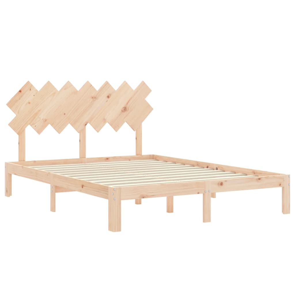 Estrutura de cama com cabeceira 140x190 cm madeira maciça