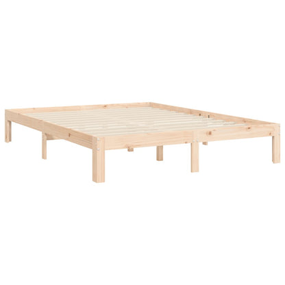 Estrutura de cama com cabeceira 140x190 cm madeira maciça