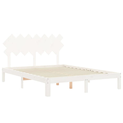 Estrutura de cama com cabeceira 140x190cm madeira maciça branco