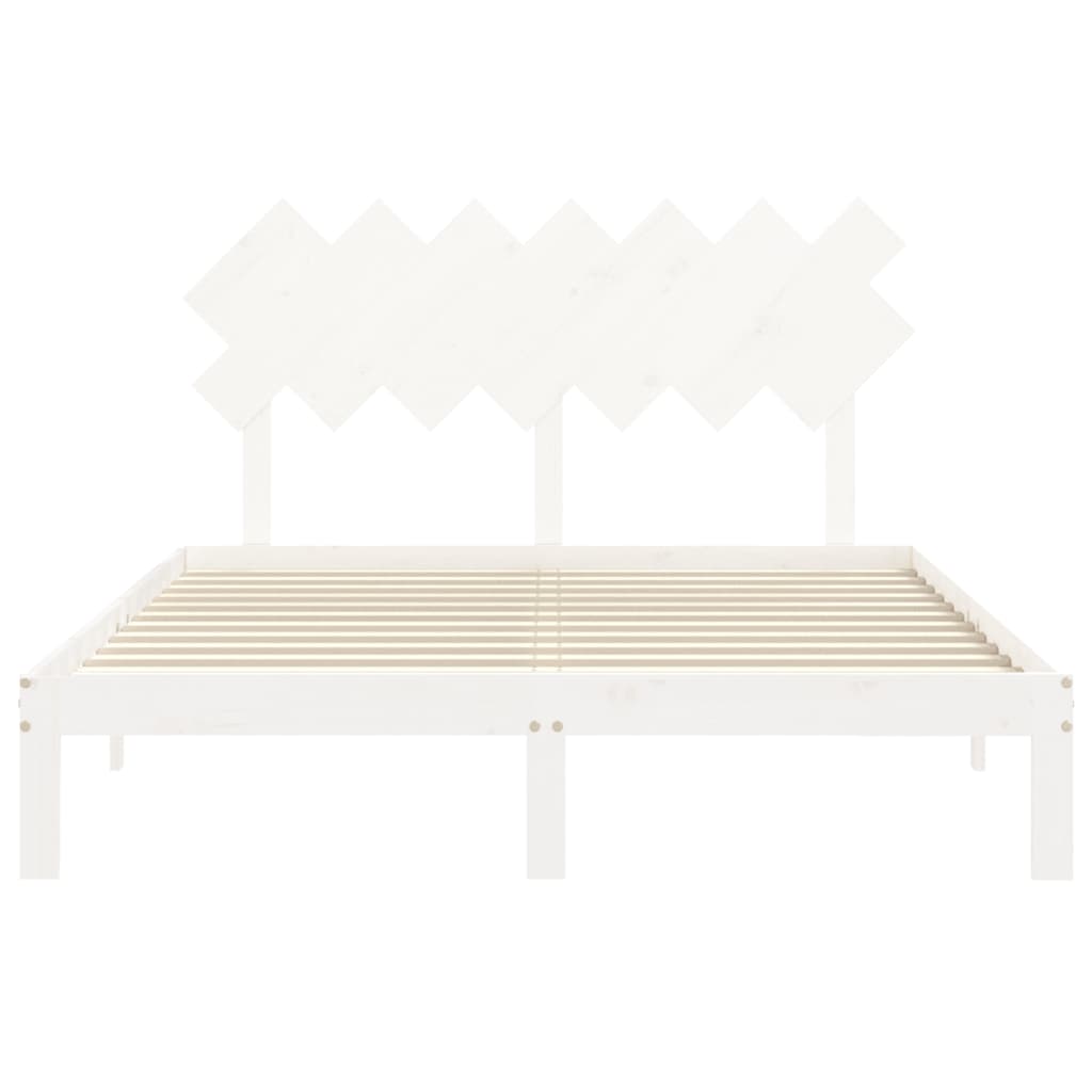 Estrutura de cama com cabeceira 140x190cm madeira maciça branco