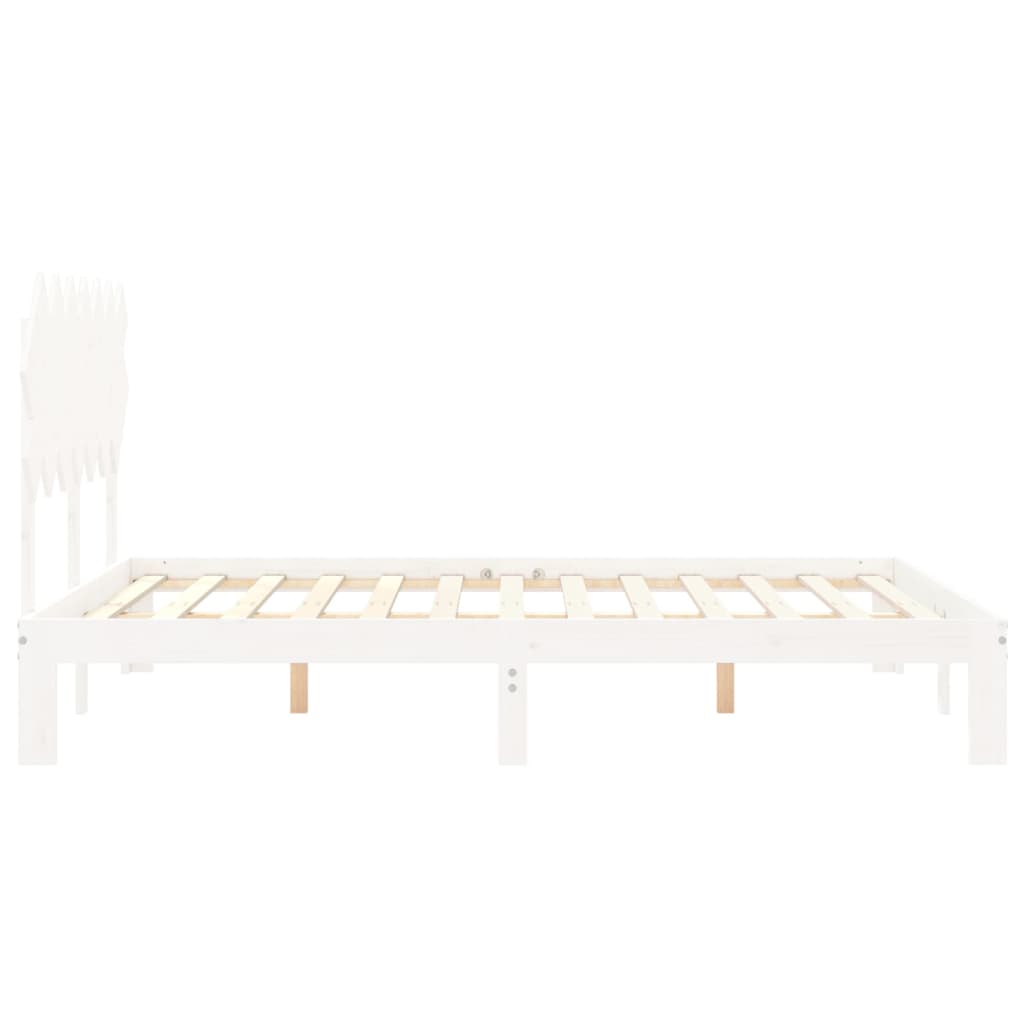 Estrutura de cama com cabeceira 140x190cm madeira maciça branco