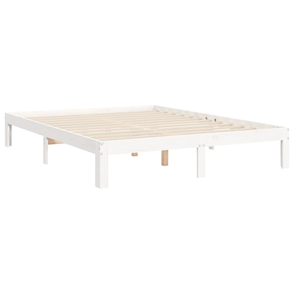 Estrutura de cama com cabeceira 140x190cm madeira maciça branco