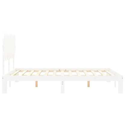 Estrutura de cama com cabeceira 140x200cm madeira maciça branco