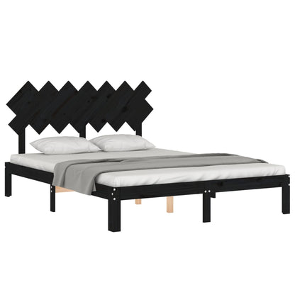 Estrutura de cama King Size com cabeceira madeira maciça preto