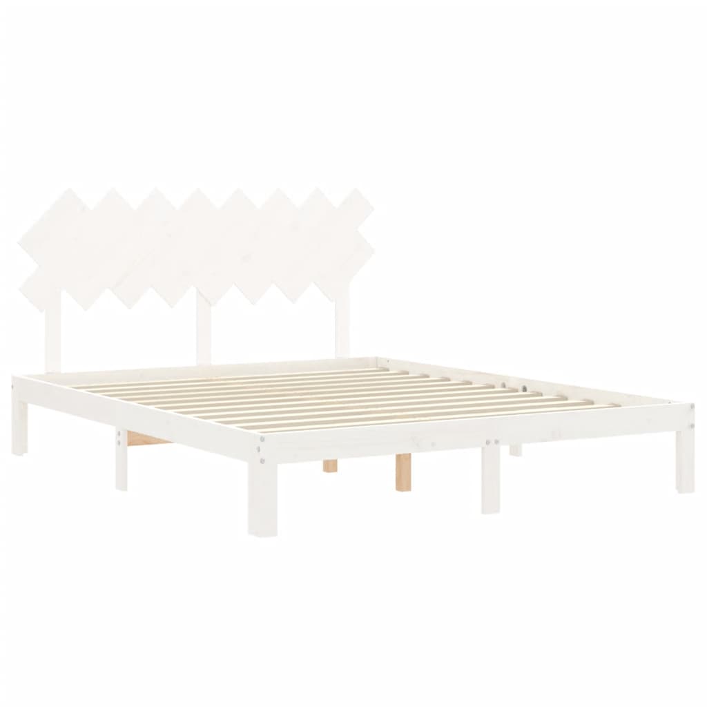 Estrutura de cama com cabeceira 160x200 cm madeira maciça