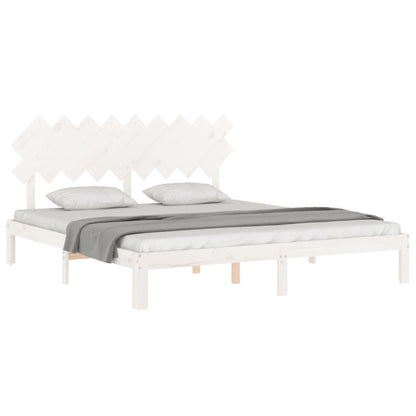 Estrutura cama Super King Size c/ cabeceira madeira branco