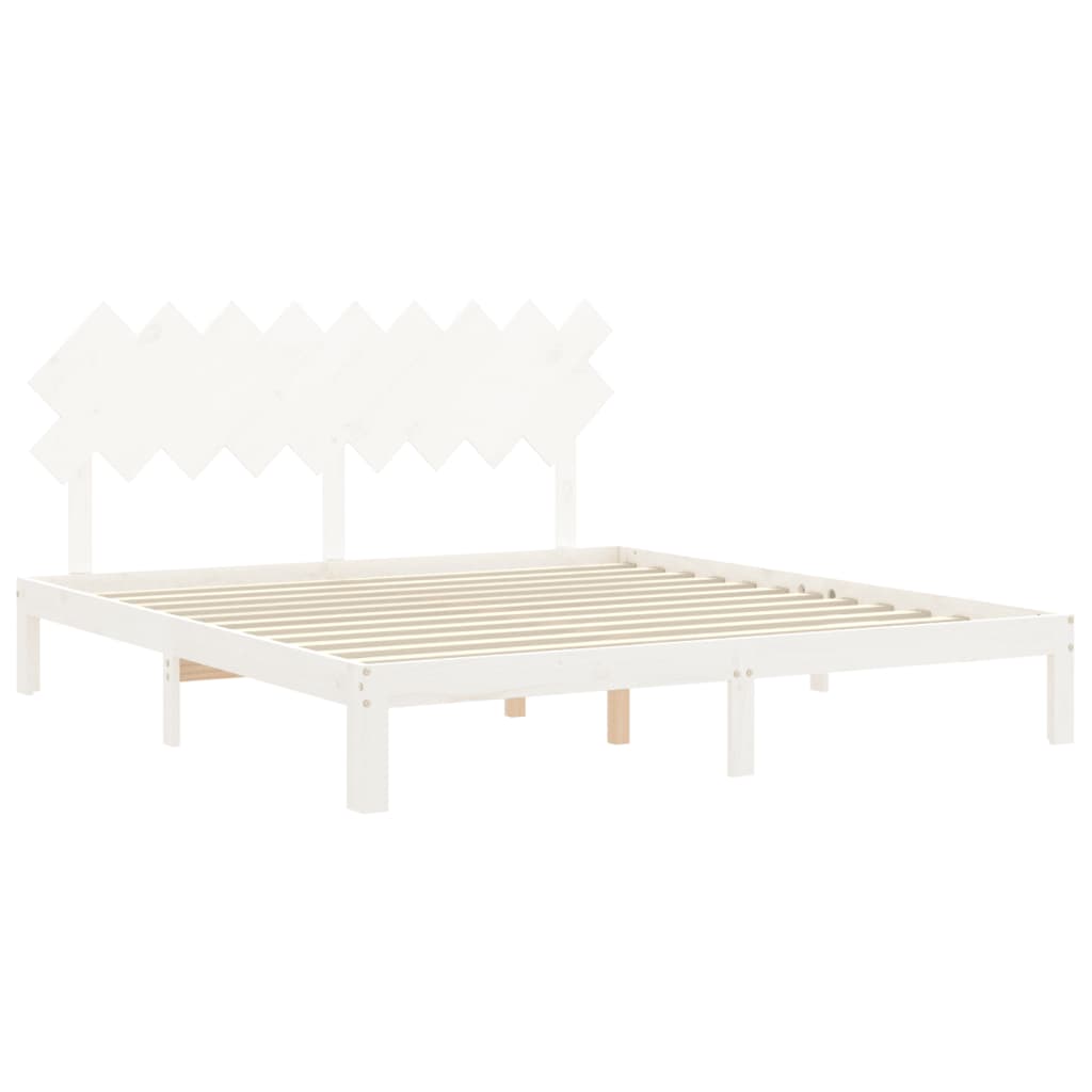 Estrutura cama Super King Size c/ cabeceira madeira branco