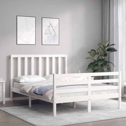 Estrutura de cama com cabeceira 120x200cm madeira maciça branco