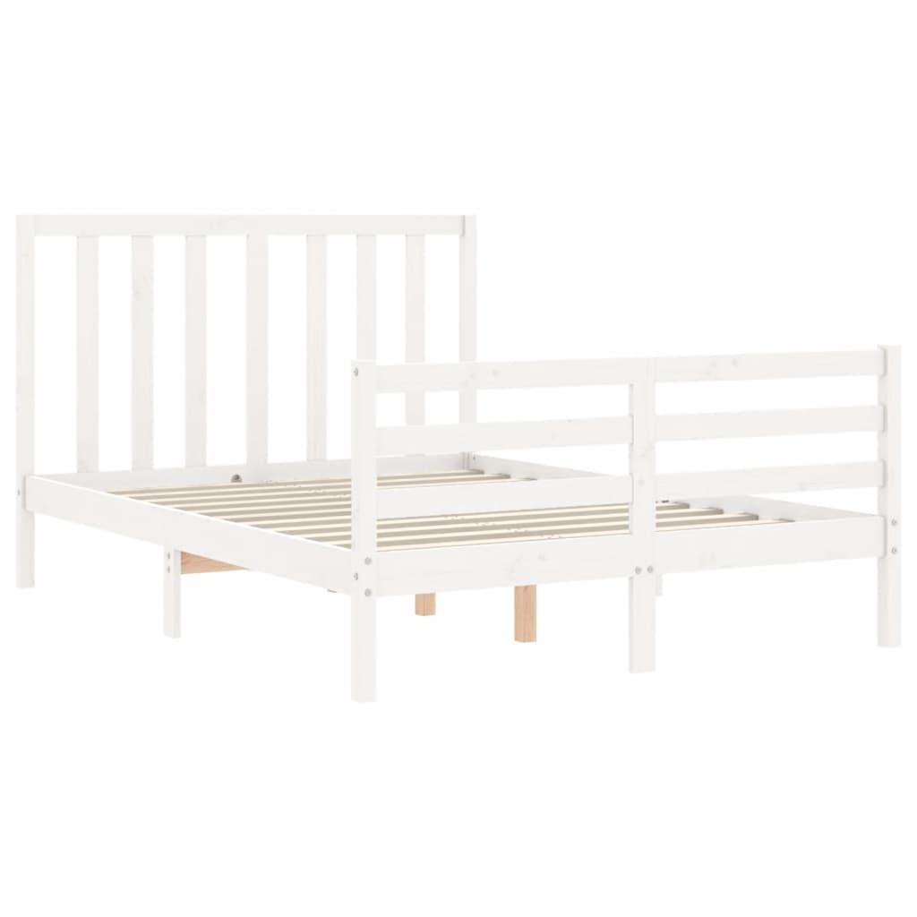 Estrutura de cama com cabeceira 120x200cm madeira maciça branco