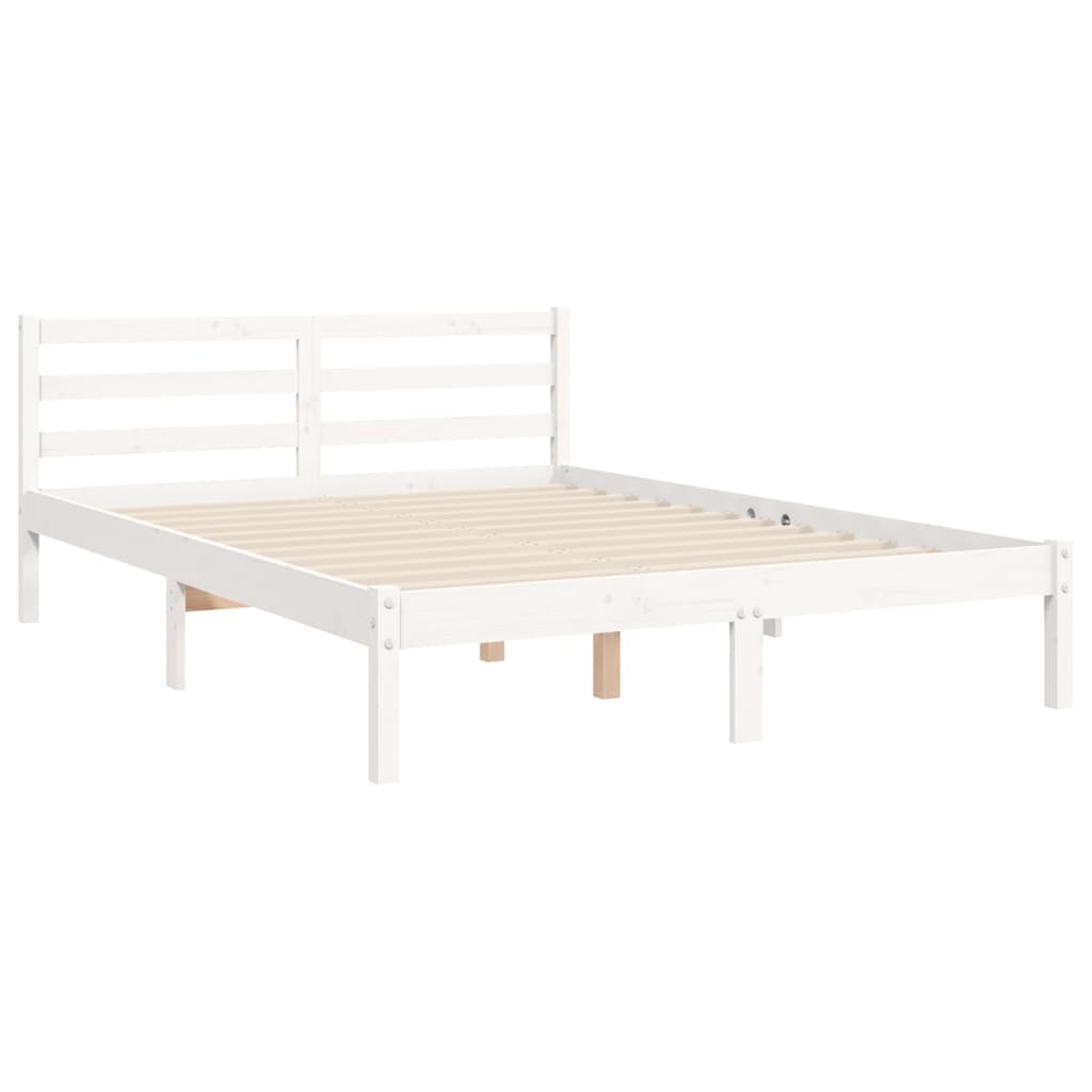 Estrutura de cama com cabeceira 120x200cm madeira maciça branco