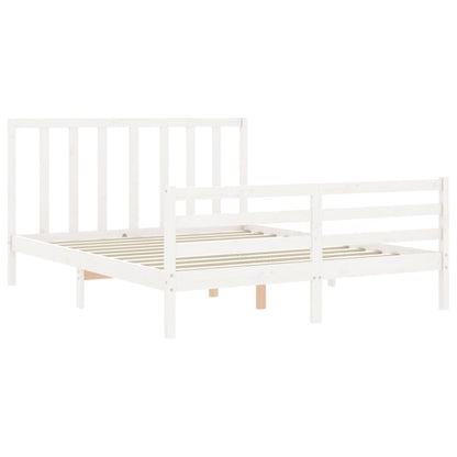 Estrutura de cama King Size com cabeceira madeira maciça branco