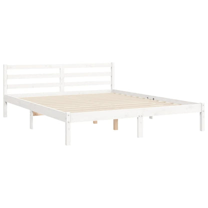 Estrutura de cama King Size com cabeceira madeira maciça branco