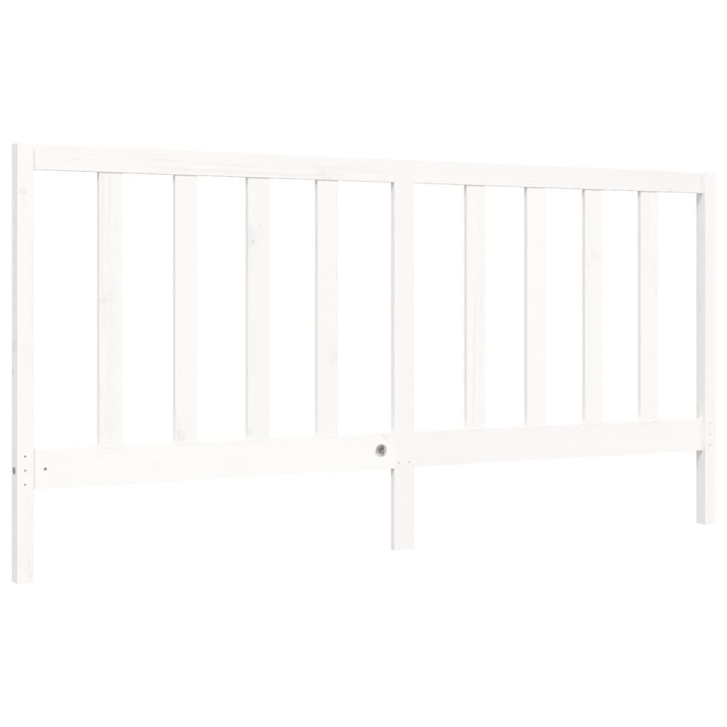 Estrutura de cama com cabeceira 200x200cm madeira maciça branco