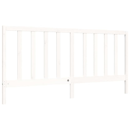 Estrutura de cama com cabeceira 200x200cm madeira maciça branco