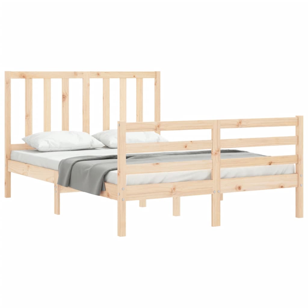 Estrutura de cama com cabeceira 140x190 cm madeira maciça