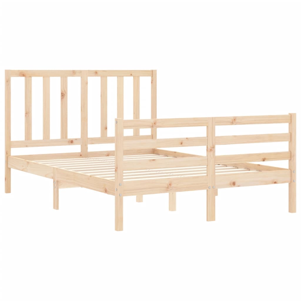 Estrutura de cama com cabeceira 140x190 cm madeira maciça