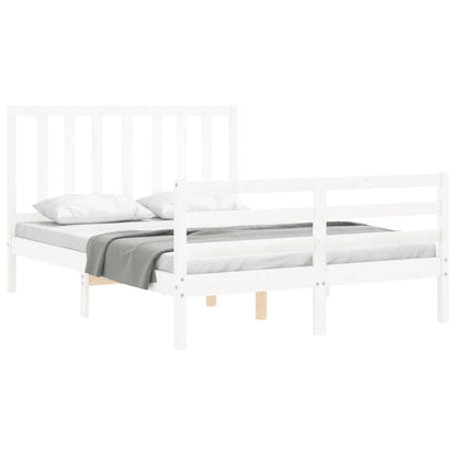 Estrutura de cama com cabeceira 140x190cm madeira maciça branco