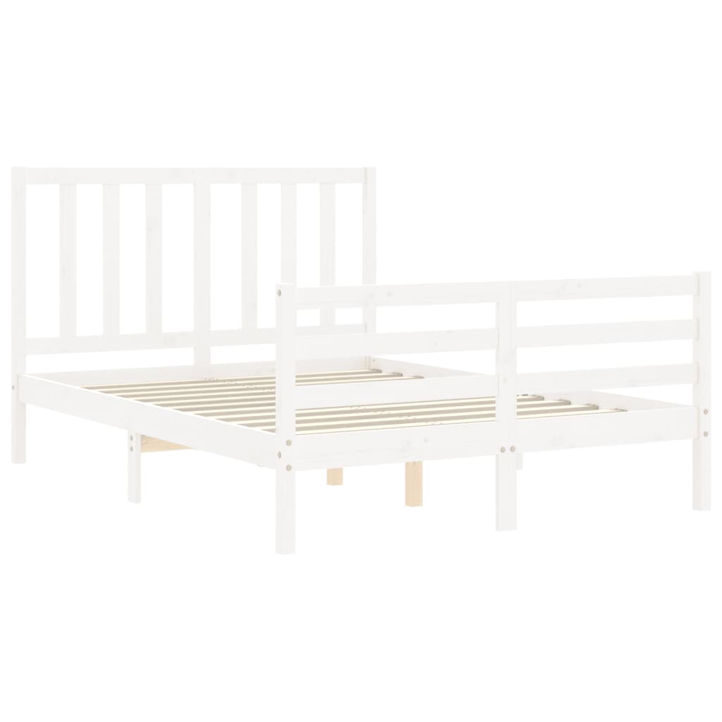 Estrutura de cama com cabeceira 140x190cm madeira maciça branco