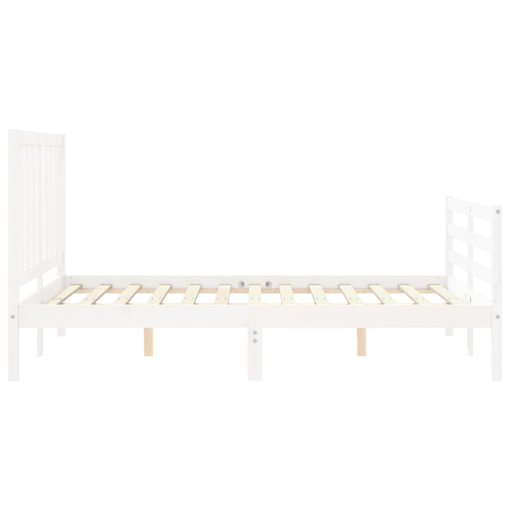 Estrutura de cama com cabeceira 140x190cm madeira maciça branco