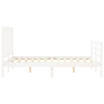 Estrutura de cama com cabeceira 140x190cm madeira maciça branco