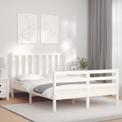 Estrutura de cama com cabeceira 140x190cm madeira maciça branco